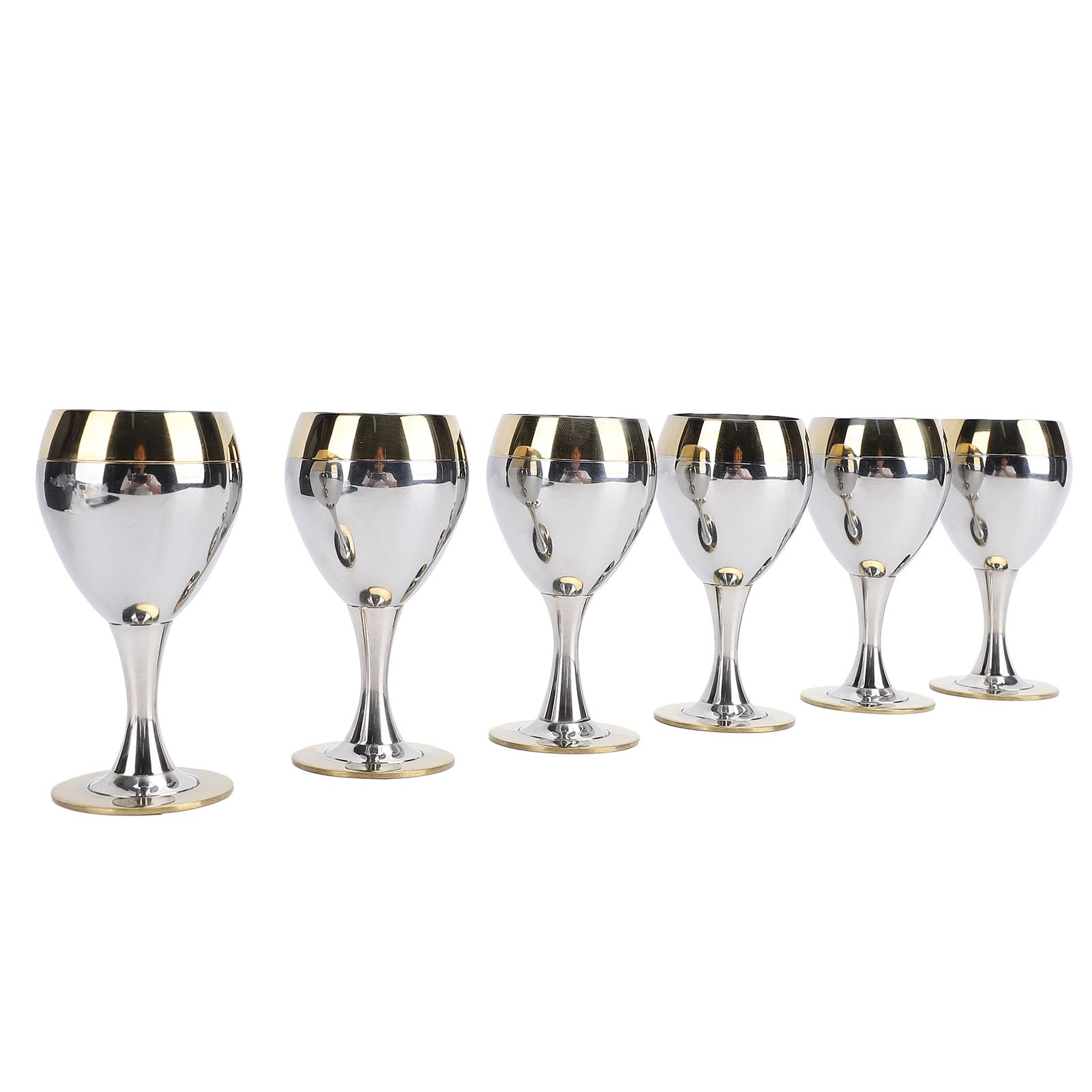 Juego de Copas de Vino de Metal, 6 Piezas, Elegantes Copas Irrompibles para Reuniones Al Aire Libre, Elegante Acero Inoxidable, Capacidad de 60 Ml
