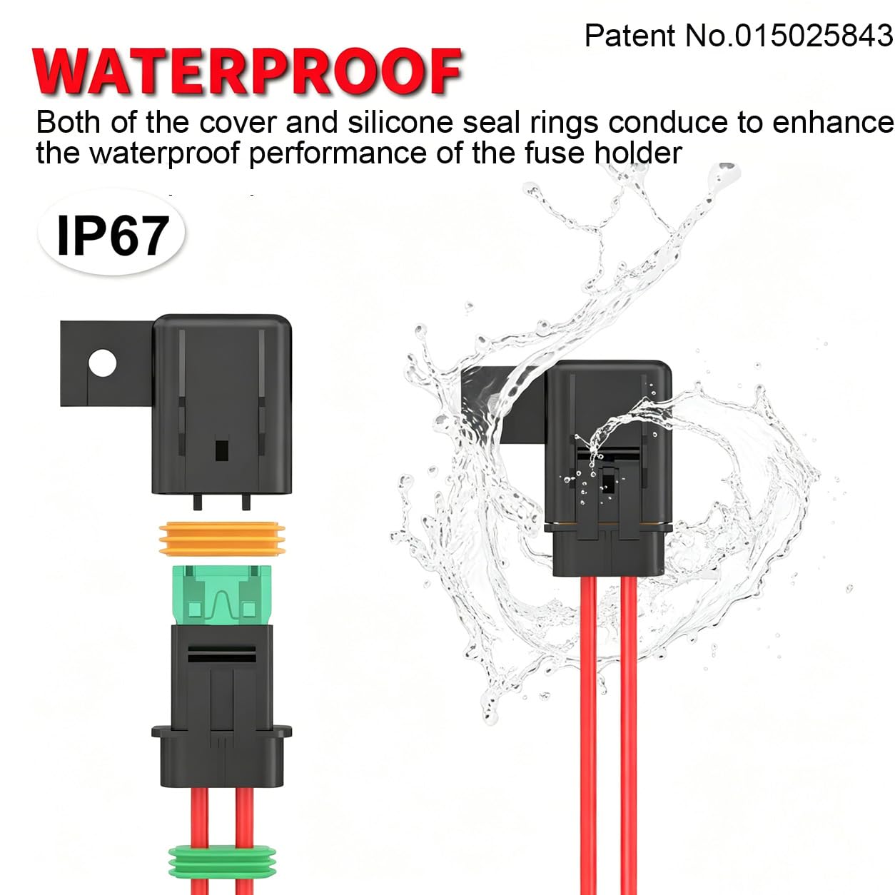 Gebildet Inline Uchwyt Bezpiecznika, Klasa Wodoszczelności IP67, 12AWG, Wiązka Przewodów ATC/ATO 20A/30A/40A, do pojazdów, Statków i Systemów Zasilania Autobusem o Wysokiej Wydajności