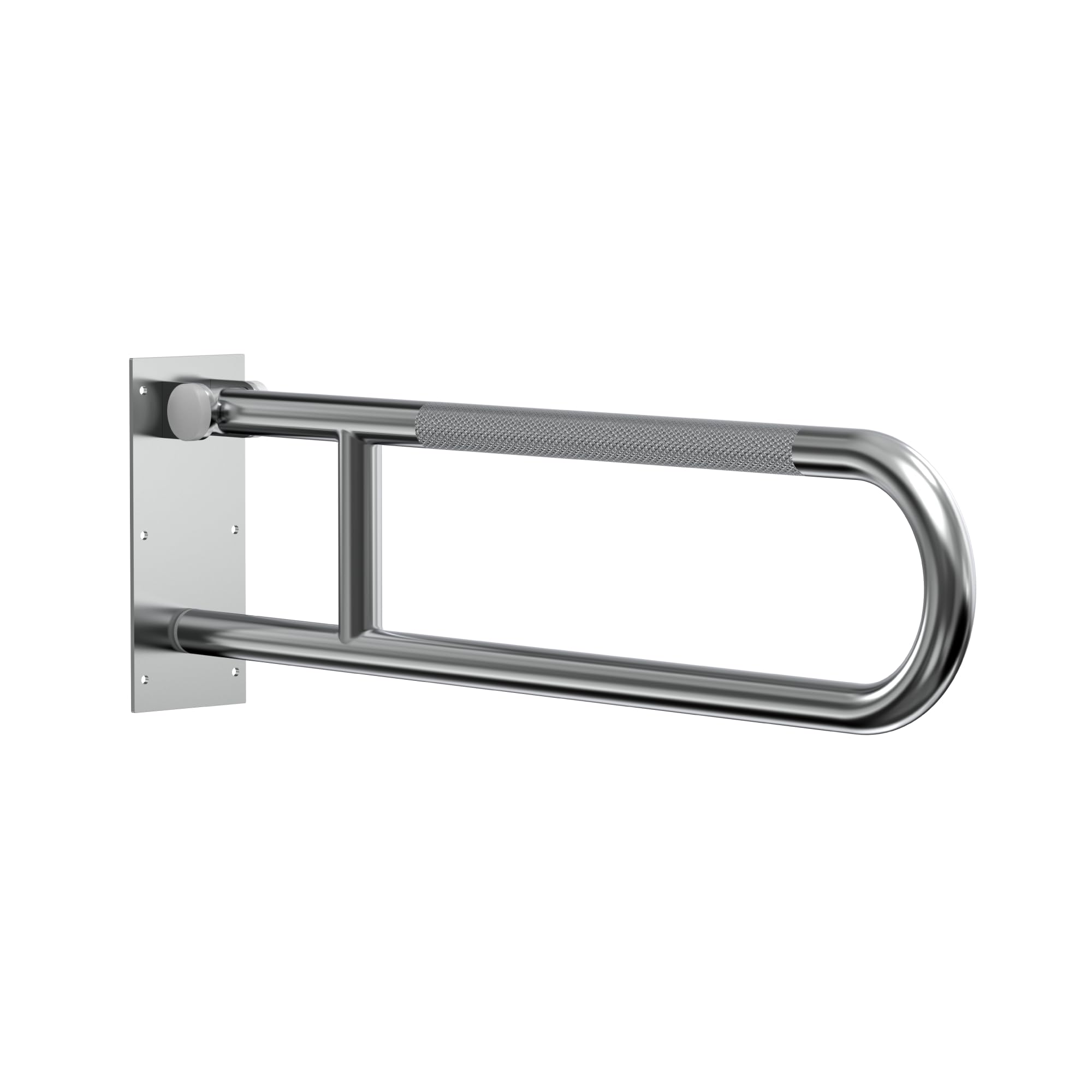 Barra de agarre abatible para baño, acero inoxidable con agarre texturizado (acero inoxidable cepillado con acabado moleteado)