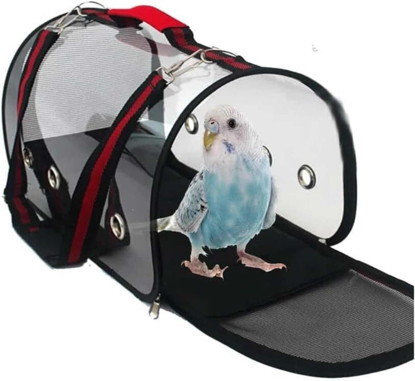 Jaula de pájaros, Jaulas Portátiles para Pájaros, Portador Transparente para Pájaros, Jaula para Pájaros De Viaje Transpirable, Portador Ligero para Casa De Pájaros Perchas de Descanso(Black,M)