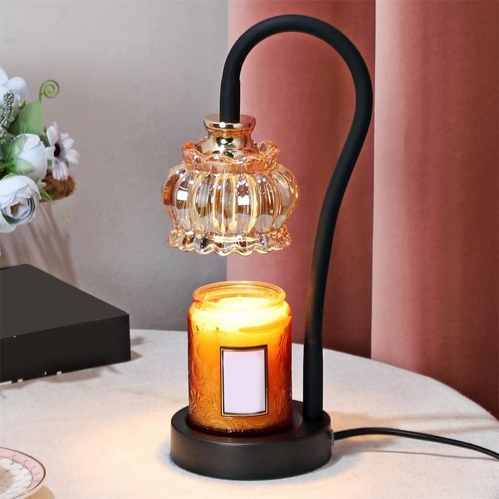 Lampada nordica a candela con paralume in vetro e interruttore for aromaterapia in sala da pranzo e ufficio(Svart)