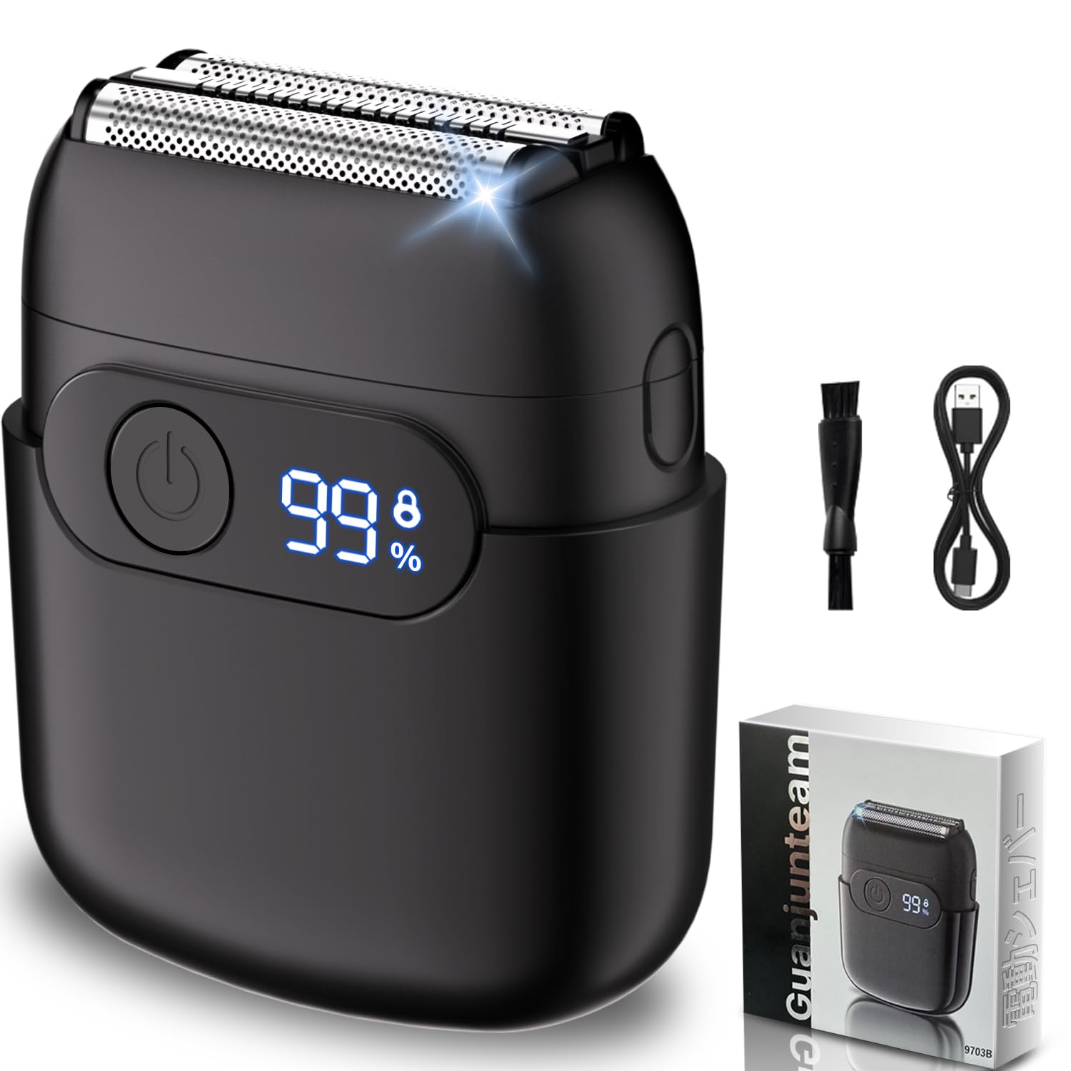 Electric Shaver, Small, 2025 New Design, Deep Shave, Men's, Reciprocating Type, Deep Shaving, IPX7 Full Body Waterproof, Electric Shaving, Low Noise, 3 Blades, For Wet & Dry Use, LED Remaining Power