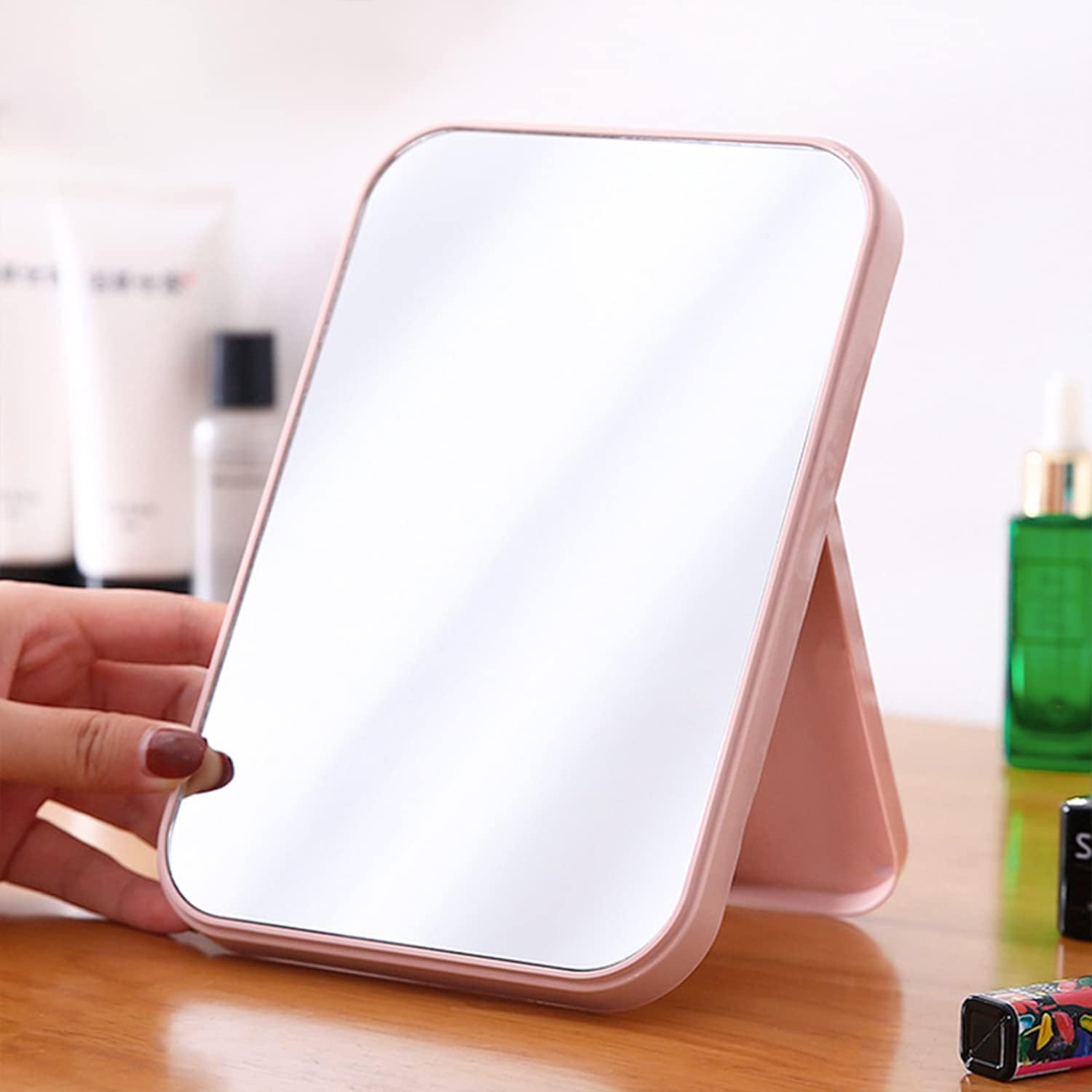 JJUUYOU Portable Folding Mirror, Super HD Compact Makeup Mirror Travel