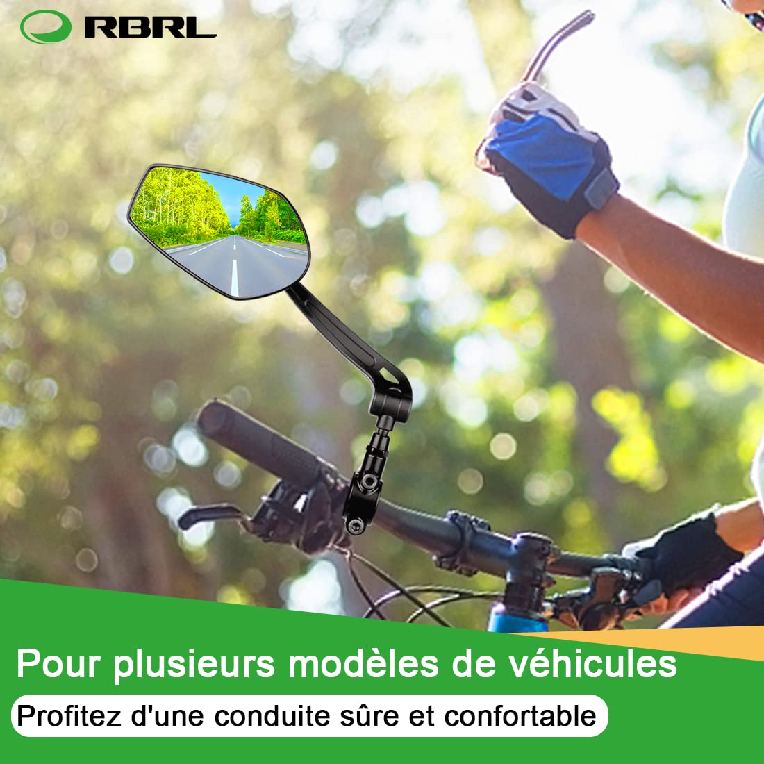 Specchietto Retrovisore Per Bicicletta RBRL - Regolabile 360° HD Antivento Per Bici Elettriche E Mountain Bike - Foto 10