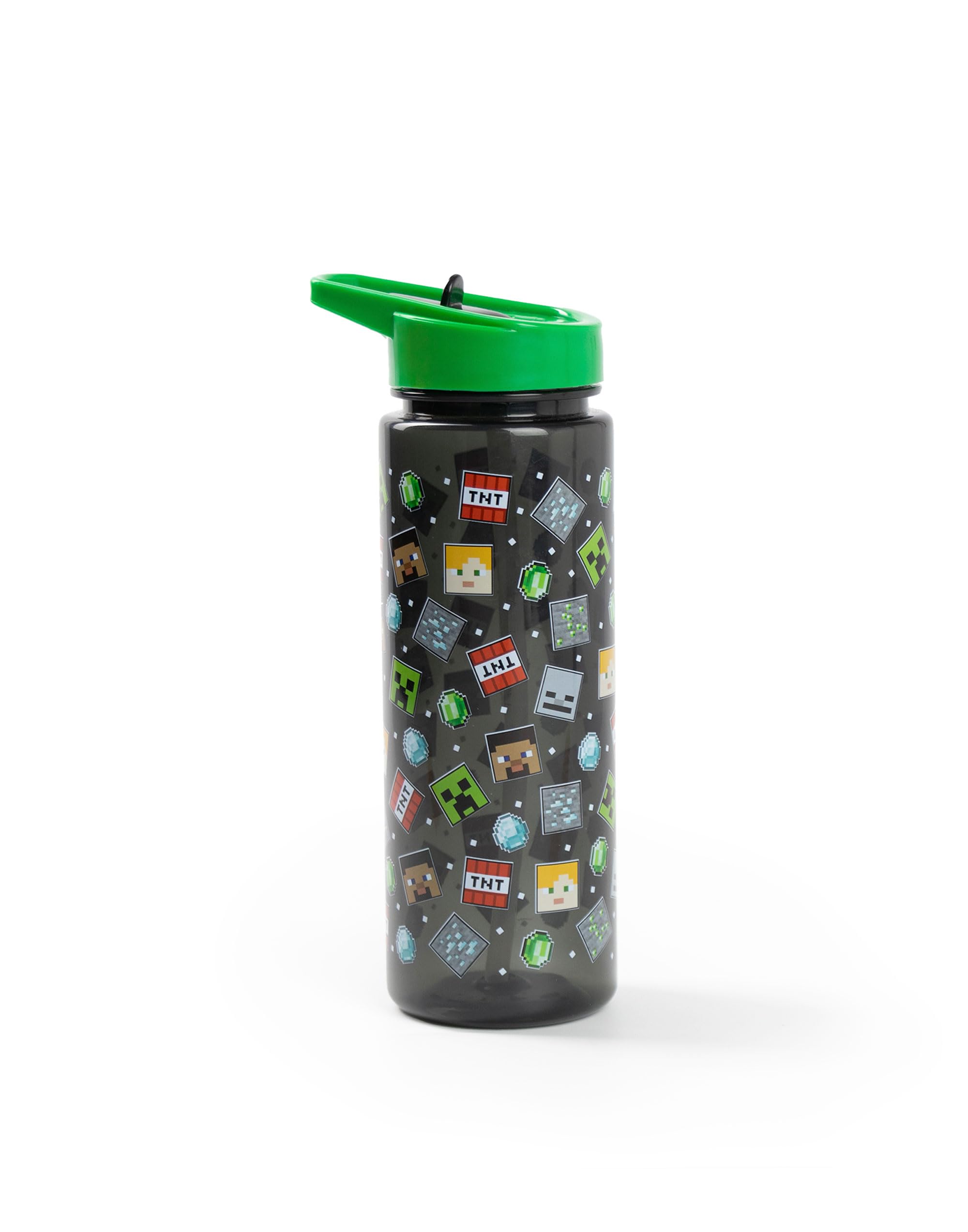 Vanilla Underground Unisex Kids Black Minecraft Printed Straw Water Bottle (One Size)