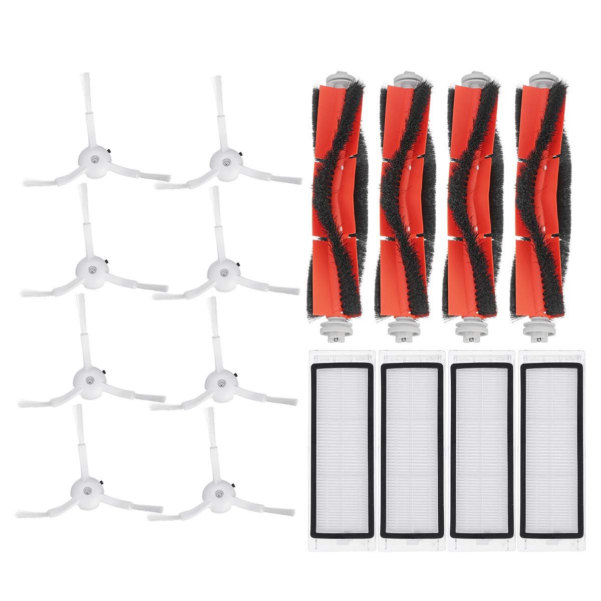 16 szt. 4 główne szczotki + 4 filtr Hepa + 8 szczotka boczna do odkurzacza Xiaomi Mi Robot
