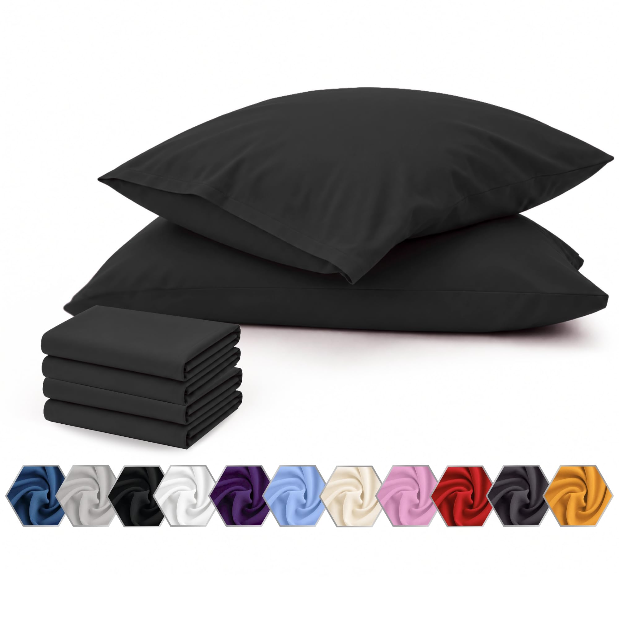 Pillow Cases 4 Pack Black – 100% Brushed Microfiber Pillowcases — image 1