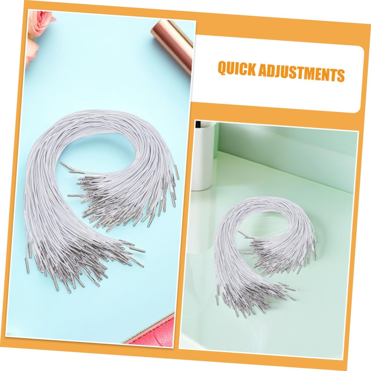 Alipis 200pcs Elastic Hat String Cord and Stretchy Elastic Cord for Party Hats with Metal Ends, Adjustable Barbed Rope for DIY Mask Making and Sewing Crafts