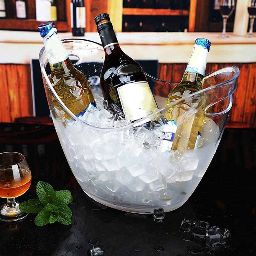 Lot De 4 Seaux à Glaçons 4L Transparents En Acrylique Avec Poignées – Idéal Pour Bière, Vin, Champagne – Parfait Pour Fêtes, Bar, Pique-Nique, Restaurant Et Camping