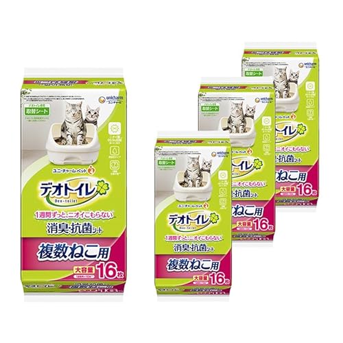 デオトイレ 複数ねこ用 消臭 抗菌 シート 16枚×4 システムトイレ トイレシート 猫用 多頭飼育 ユニチャーム [定期便 3回]