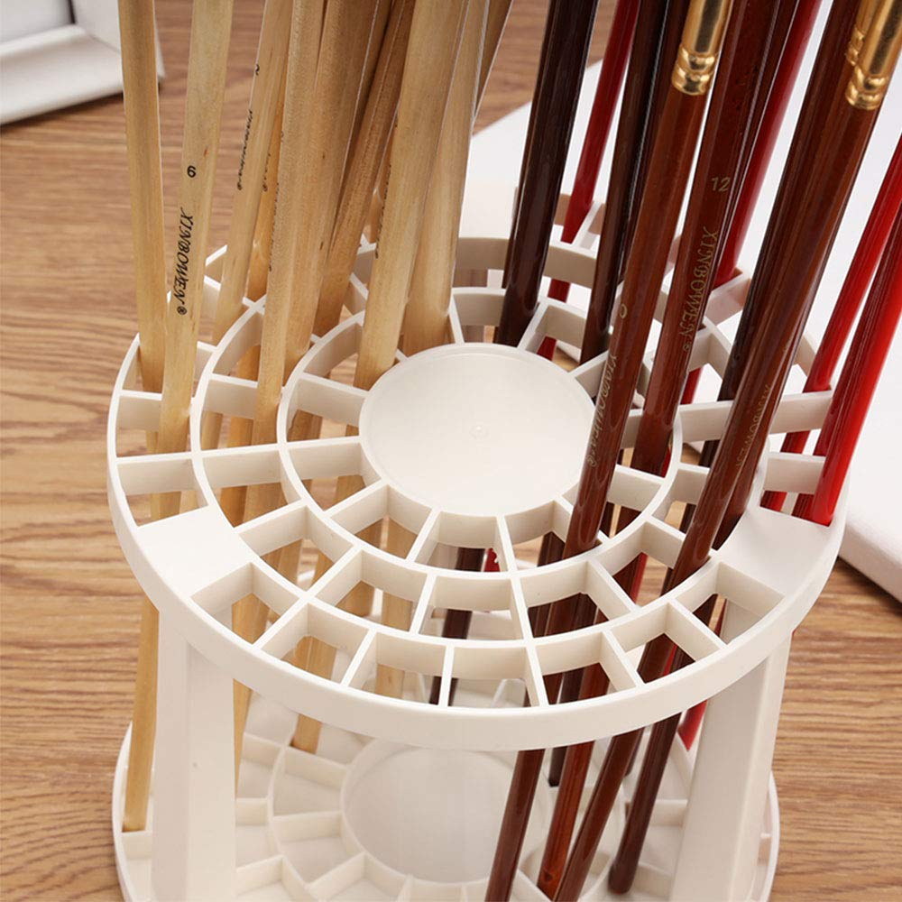 Produktbild von PATIKIL 1pcs Pinselhalter, Pinselaufbewahrung Organizer 49 Löcher Kunststoff Pinsel Aufbewahrung Schreibtischständer Rund Für Künstler Schminkstift
