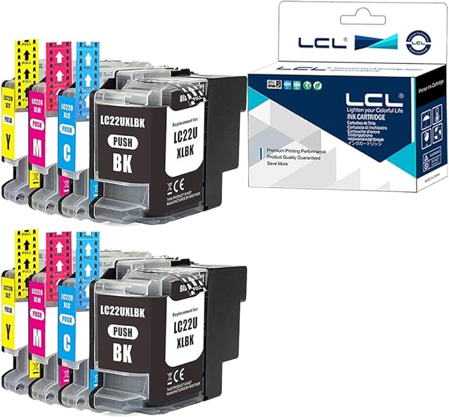 LCL Compatible Ink Cartridge LC22U LC22UBK LC22UC LC22UM LC22UY XL High Yield (2Black 2Cyan 2Magenta 2Yellow) Replacement for Brother DCP-J785DW MFC-J985DW