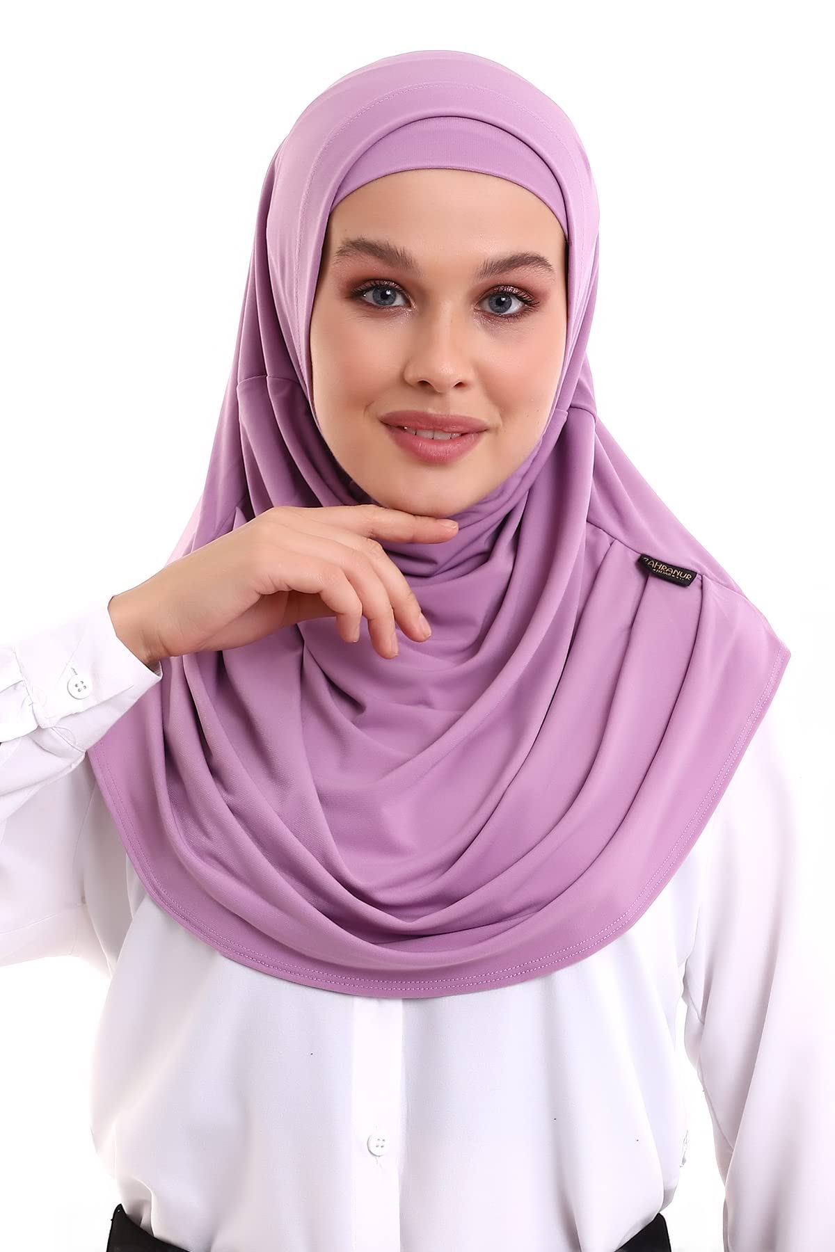 Ihvan Online Women's Lilac Hijab Scarves For Ready To Wear, Lightweight And Comfortable Headscarf, Instant Turban, Jersey, Presewn, One Size