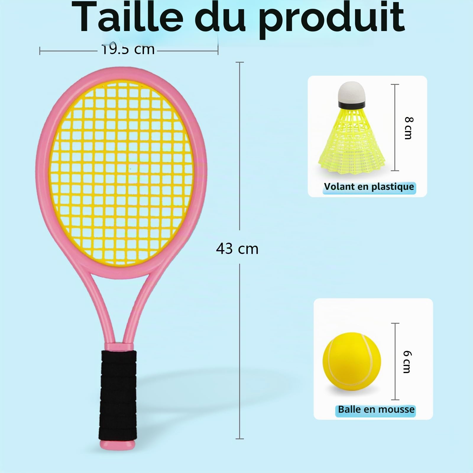 Ensemble de raquettes de tennis pour enfants 17 pouces avec balles en mousse souple et sac de transport