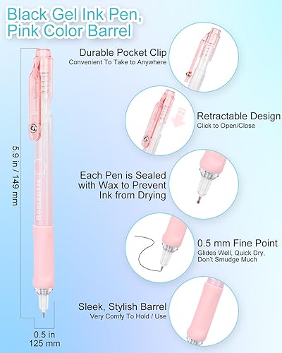 Miniatura 3 de Dndo - 4 bolígrafos de gel estéticos lindos de 0.020 in, sin manchas, tinta negra japonesa, bolígrafos de punta fina para escribir diario, tomar