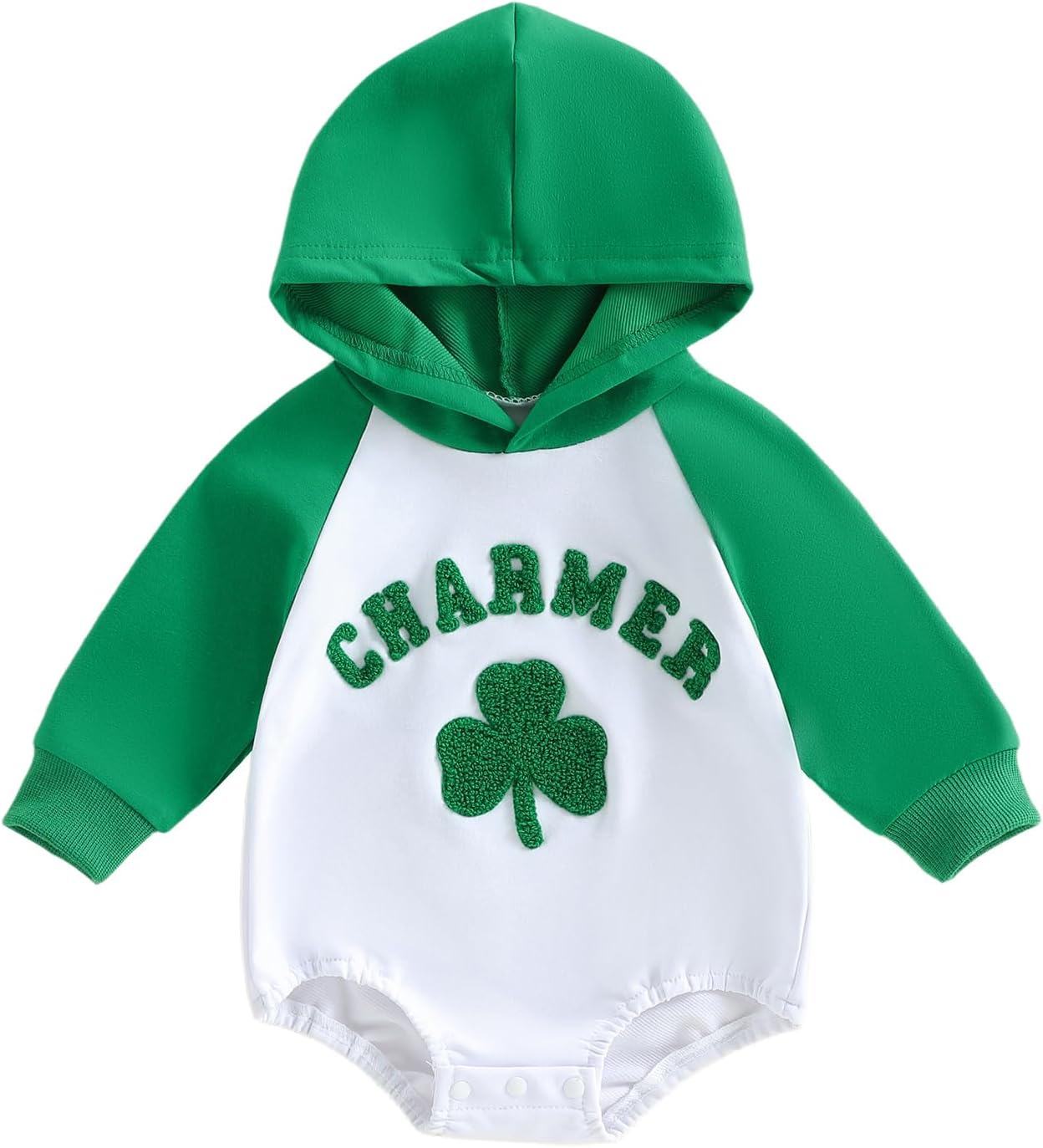 Thorn Tree St Patricks Day Baby Boy Outfit Spring Clothes Long Sleeve Romper Embroidery Shamrock Hoodie Newborn Onesie