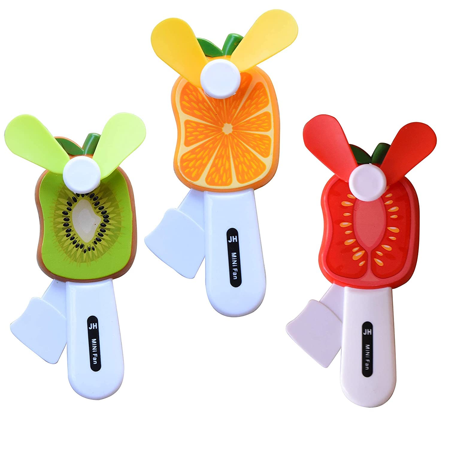 KASHTBHANJAN Kid's Hand Pressure Mini Fan Fruit Shape Cute Squeeze Toys/Cool Summer Fan/Fan Without Battery (Multi Color) Pack of 3