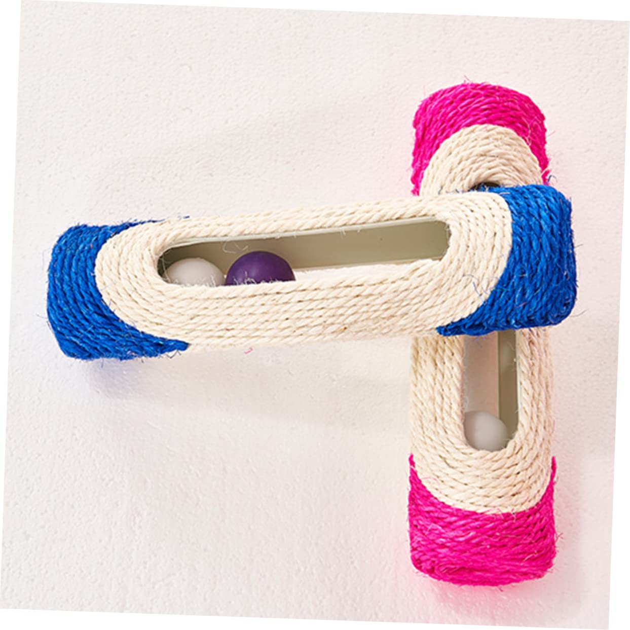 VANZACK Cat Scratch Mat Self Adhesive Sisal Scratch Board Plastic Balls Cat Scratcher Ball