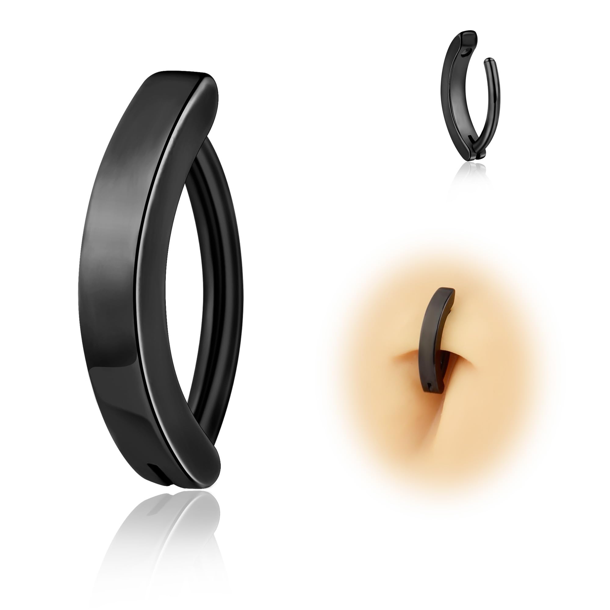 Candyfancy 14G Clicker Piercing para el ombligo de titanio, antialérgico, 10 mm, circonitas, para ombligo, para hombre y mujer