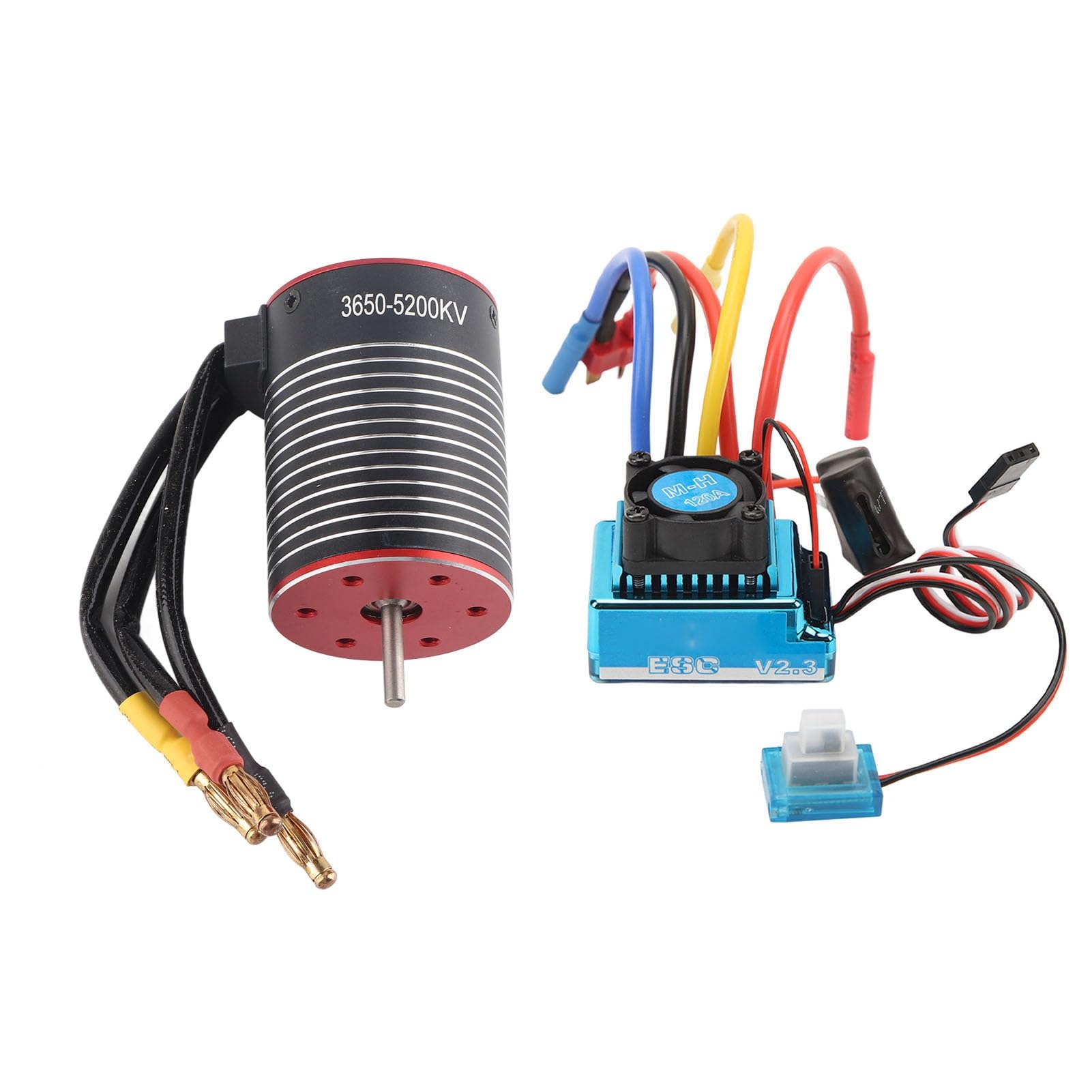 Okuyonic 3650 Brushless Motor 120A ESC Combo, Professional Multi 4 Rotor Poles RC Brushless Motor ESC Set High Torsion for RC Car (5200KV)