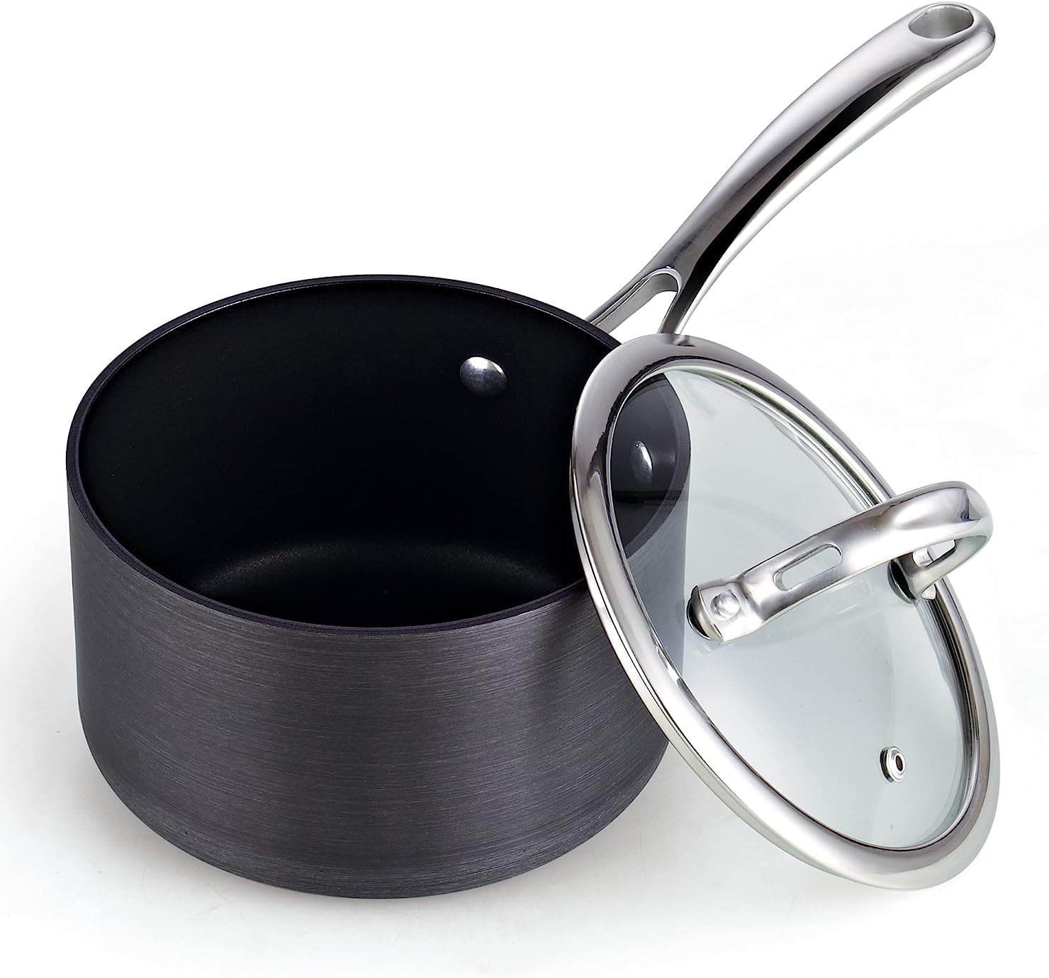 Cooks Standard 3-Quart Hard Anodized Nonstick Saucepan with Lid, Black,NC-00342