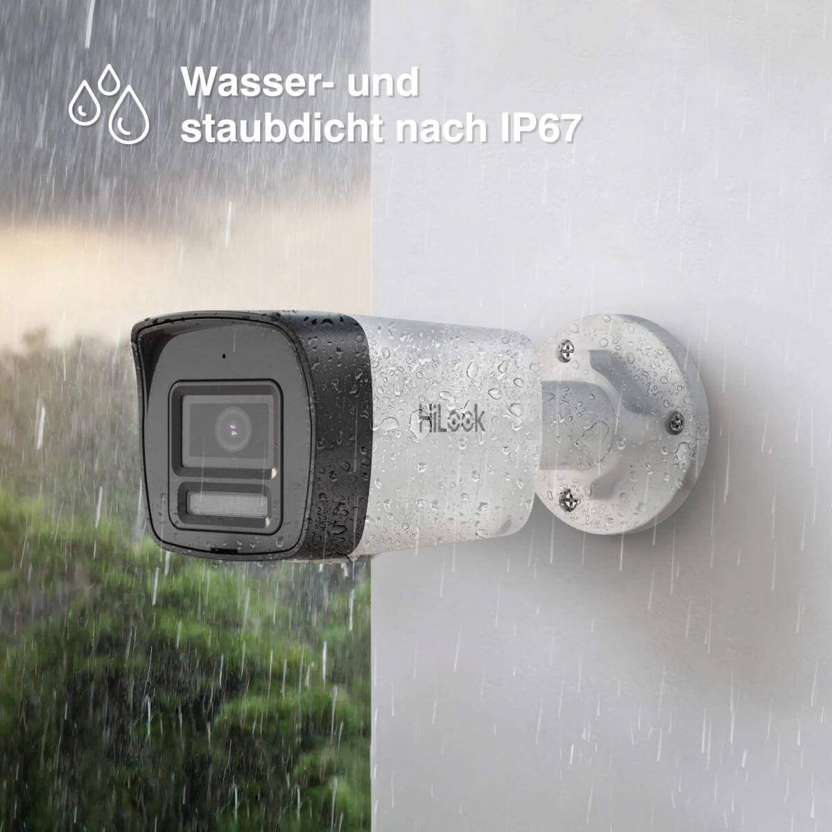 Hilook Bullet Camera in rain, IP67 weatherproof