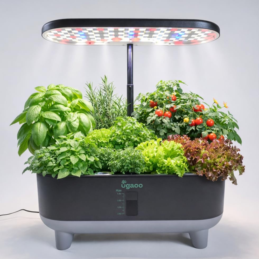 Image of UGAOO Smart Indoor Hydroponic System for Home with LED Grow Light | Indoor Hydroponic Garden | Smart Garden | Indoor Grow Kit | 6L Water Tank | 3 Grow Modes | Starter Kit