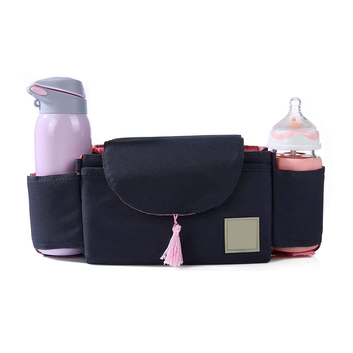 Outdoor Travel Baby Strollers Storage Bag Organizer Pram Buggy Pushchair Cup Diaper Hanging Pouch (Black 2) — image 1