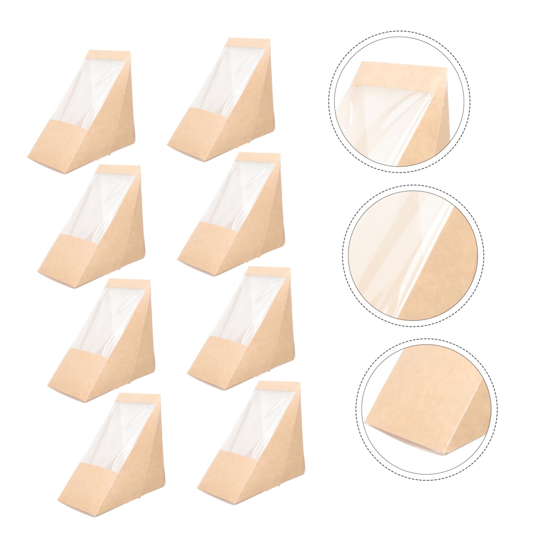 100pièces Boîtes Sandwich Triangulaires Papier Kraft Recyclé Lot De Boîtes à Sandwichs Portables Avec Fenêtre Transparente Adaptées Aux Desserts Et Collations Pour Bureau