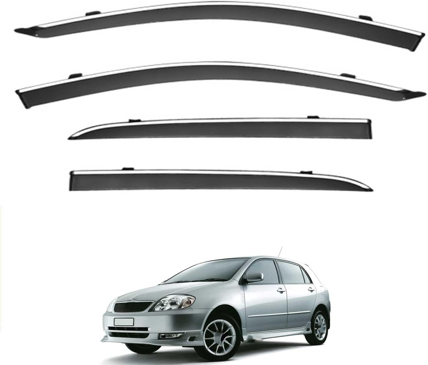 nwsplmy Wind Deflectors for Corolla Sportivo Hatchback MK9-E120 2002-2006, Rain Guards Window Visors, 4-Piece, Protects Against Fading & Cracks