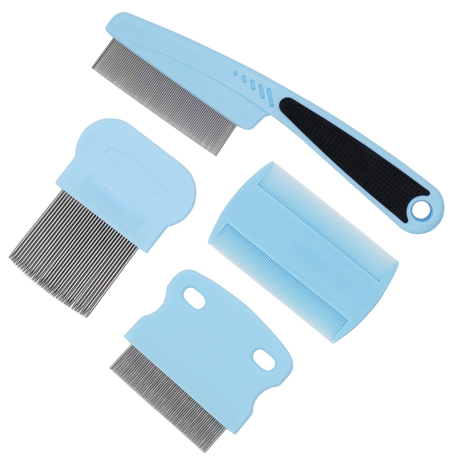 Flea Comb 4-Pieces Jade Green with High Strength Teeth Pet Tear Stain Remover Combs, Dog Cat Grooming Set Effective Float Hair Remover