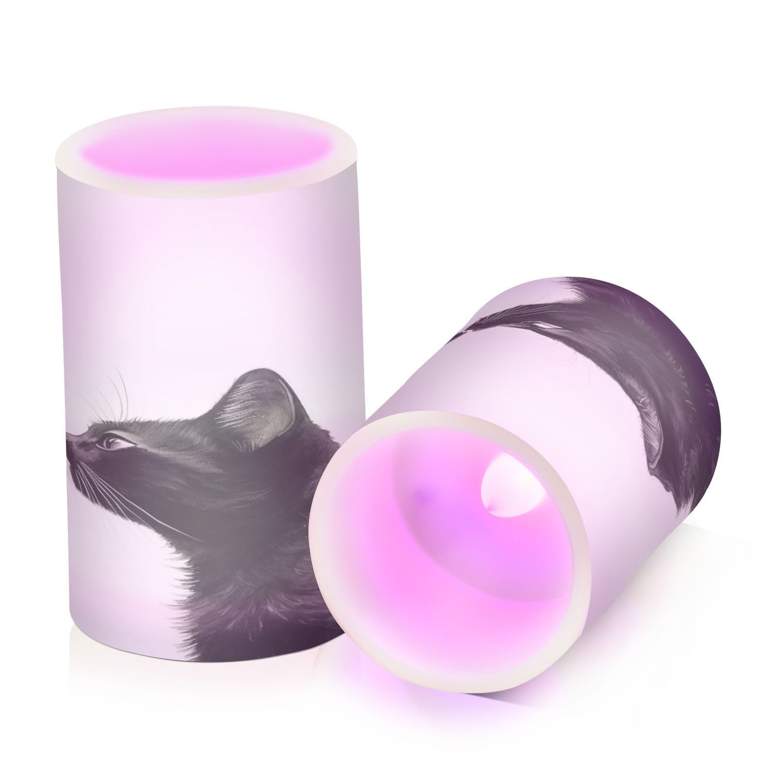 ALAZA Cat (66) Flickering Flameless Candles Battery Operated with Remote Timer,Tea Light Candles LED Pillar Votive Candles Set of 2 for Outdoor Indoor Decorations