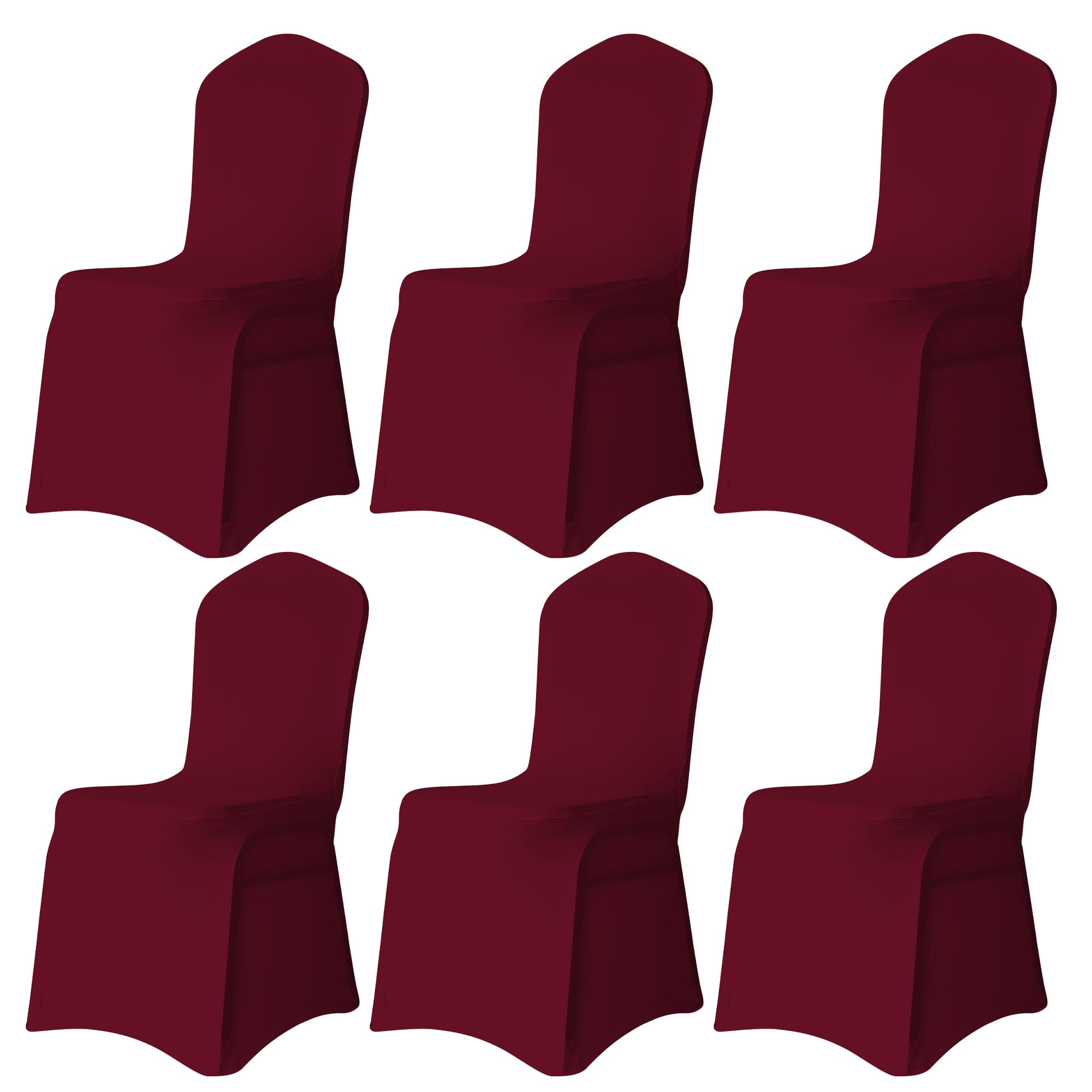 Trimming Shop Chair Cover Spandex Polyester Stretch Fabric Front Flat Dining Slipcovers Washable & Removable Wedding Chair Covers for Banquets Ceremony & Hotel Dinner (Burgundy, Pack of 6) — image 1