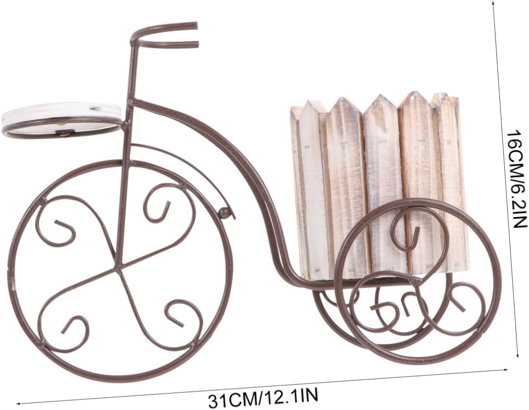 Rustic Iron Bike Plant Stand Wrought Iron Planter Flower Pot Holder for Indoor Outdoor Home Decor Raised Flower Rack for Living Patio Garden