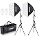 NEEWER 700W Equivalent Softbox Lighting Kit, 2Pack 5700K LED Lighting Bulbs, 24x24 inches Softboxes with E27 Socket, Photogra