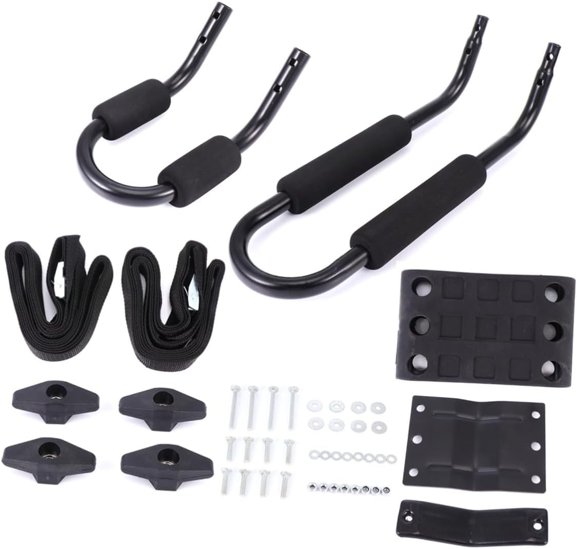 Kayak Roof Rack Car Luggage Rack 2pcs Detachable J-Shaped Canoe Roof Frame for SUV Truck Crossbar Outdoor Water Sports Transportation