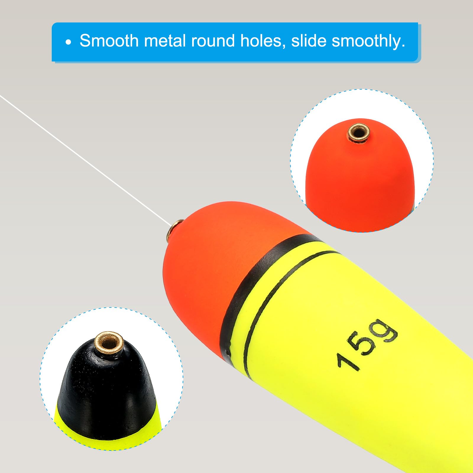 PATIKIL 4.2oz Fishing Slip Bobbers, 2 Pack EVA Fishing Float for Sea Fishing Freshwater Yellow - Image 4
