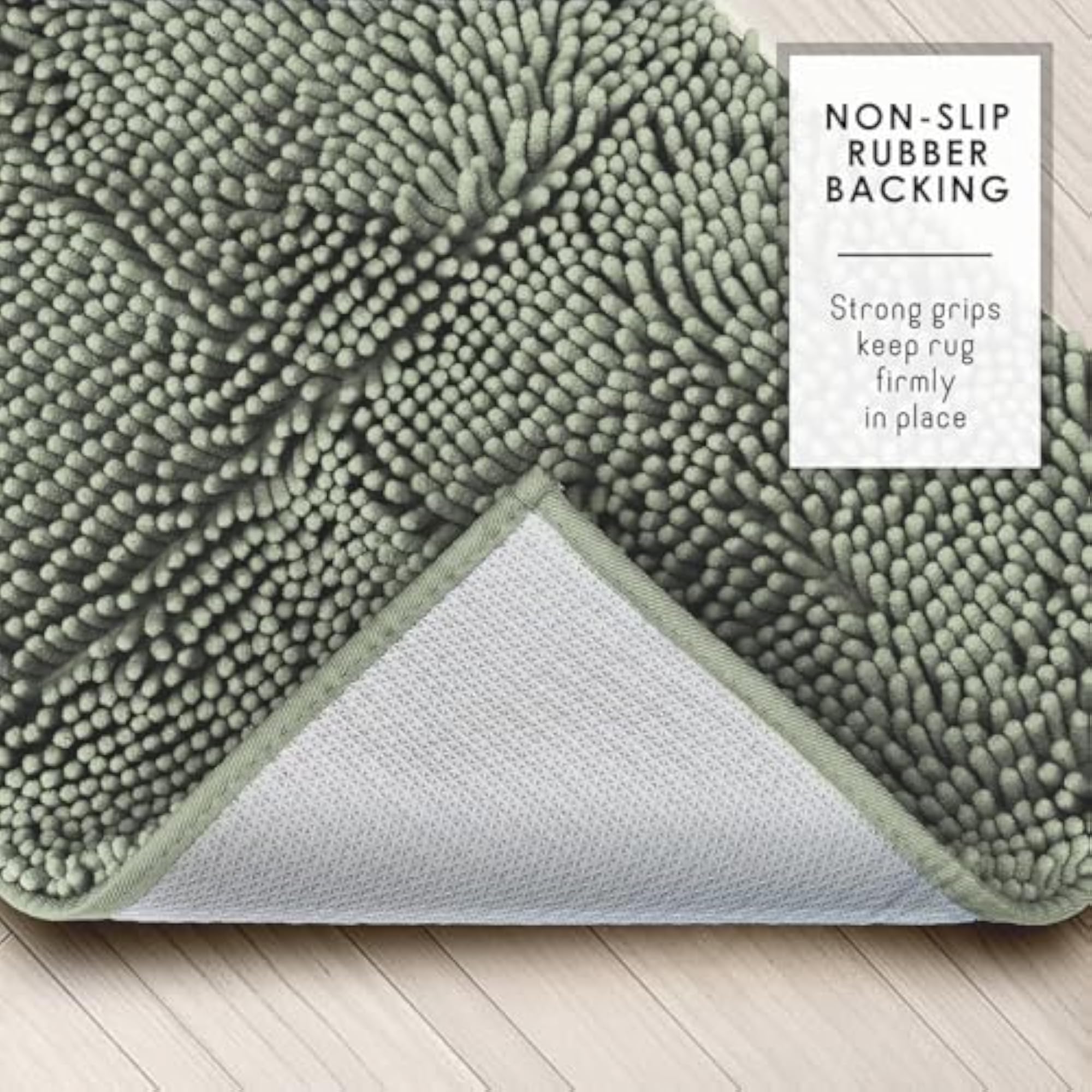Chenille Bath Mat, Machine Washable Non-Slip Bathroom Rug