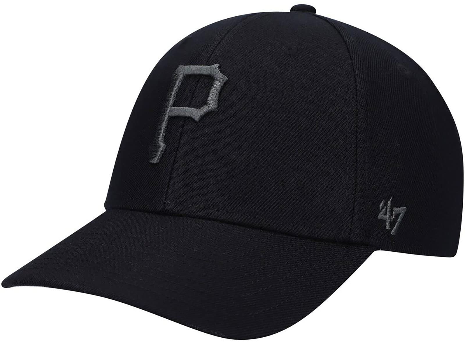 4747 Pittsburgh Pirates MVP Adjustable Black Hat, Black, One size