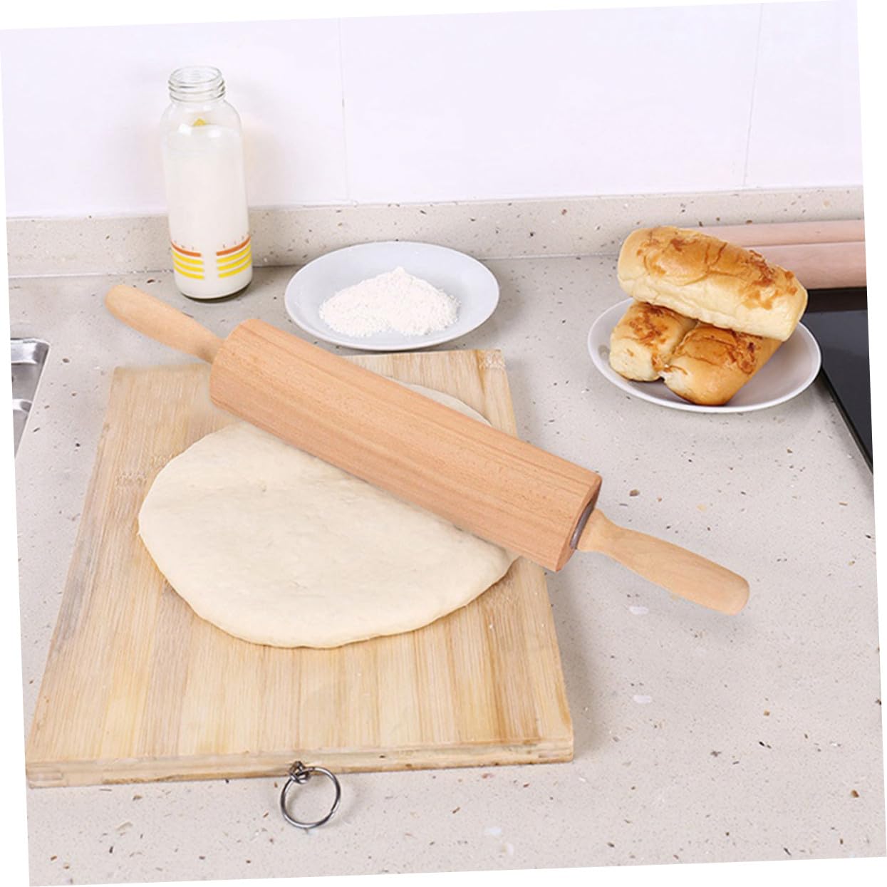 Cabilock 2 Piezas Rodillos de Madera sin Pintar sin Cera Rodillo para Hornear Pan Pasteles Galletas Pizzas Natural para Fondant