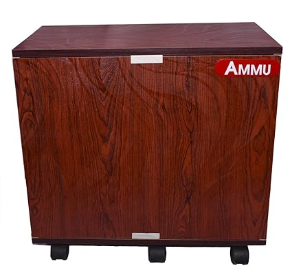 AMMU Wooden Trolley with Battery Tray for Inverter Battery (Maroon Color), Plastic