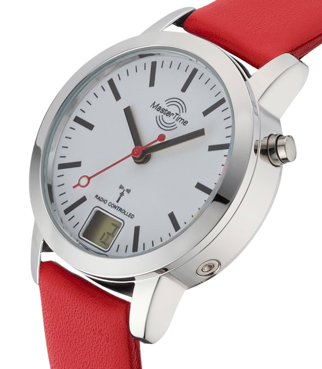 Master Time Funk Quarz Damen Uhr Analog mit digitalem Datum mit Leder Armband MTLA-10918-11L