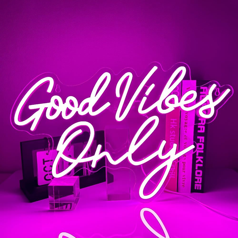 Good Vibes Only Neon Signe, Good Vibes Neon Signe Per La Décoration Murale, Belle Rose Neons Logo Per La Décoration De Chambre De Fille, FêTe, Anniversario, Matrimonio, Salone Centro Commerciale