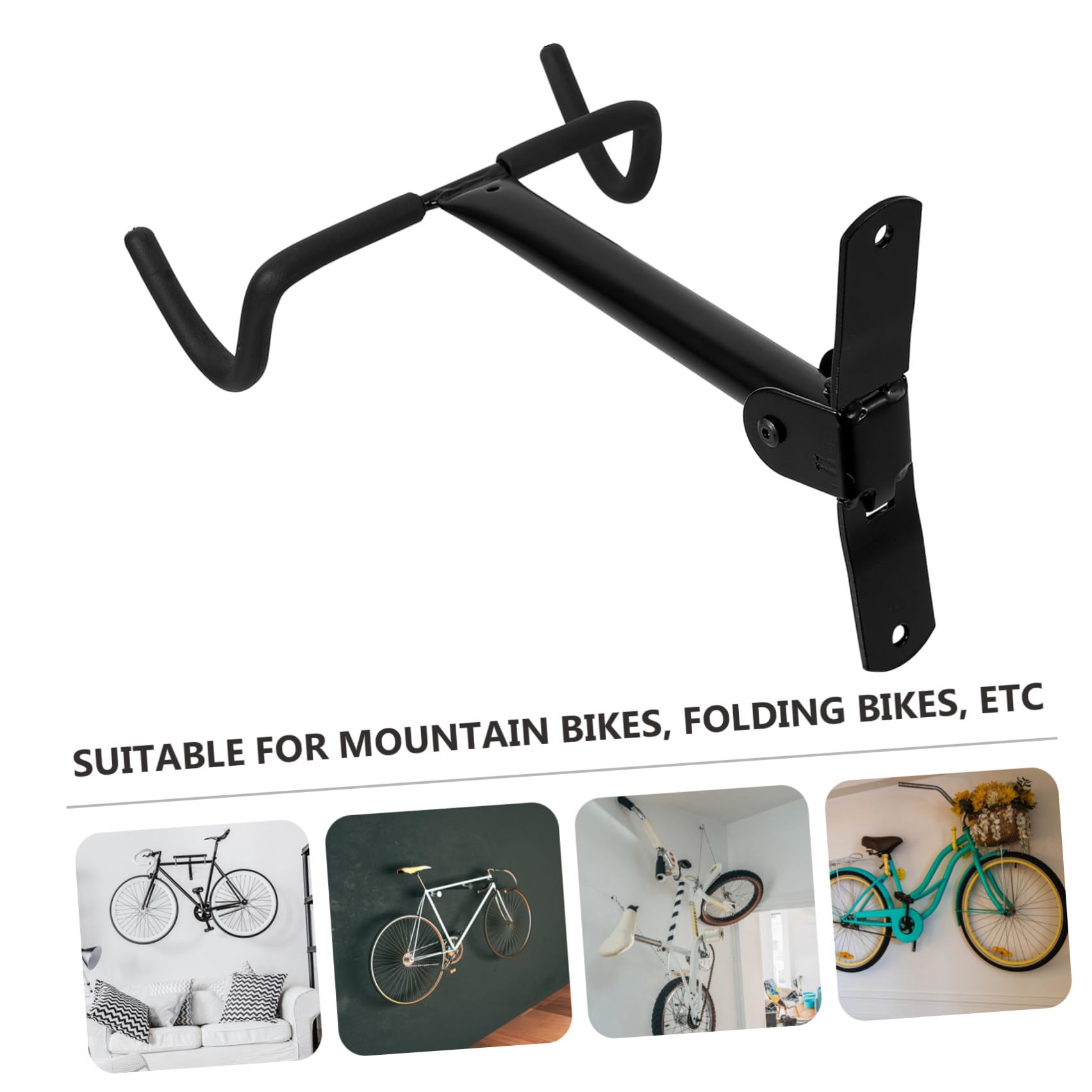 Supporto Salvaspazio p e Acciaio Parete Bicicletta per Pieghevole Nero, Gancio Doppio Mountain Bike, Garage e Capannone
