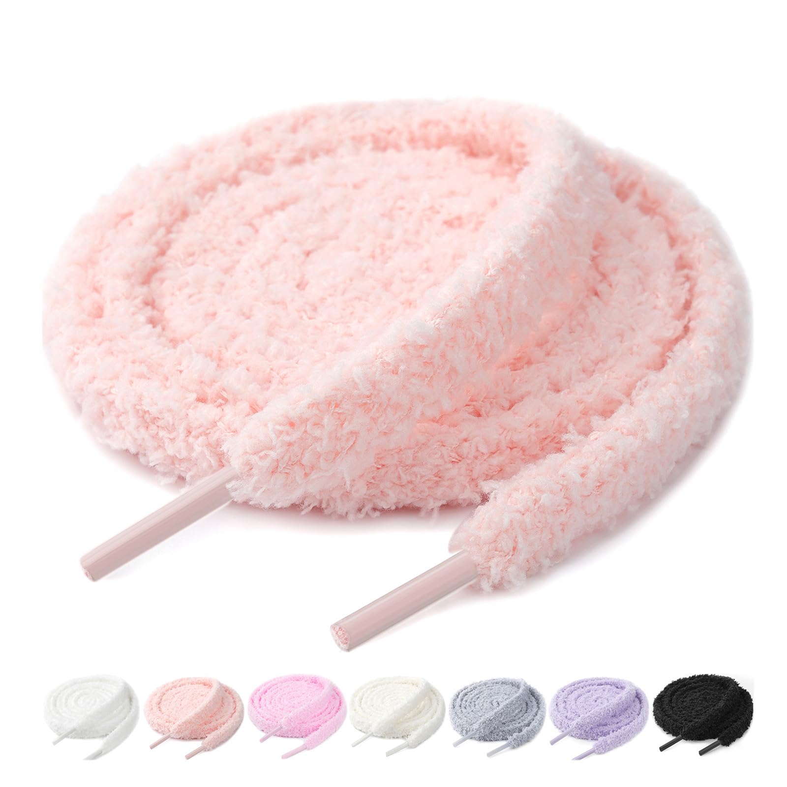 Stepace 2 Pairs Flat Fuzzy Shoe Laces for Sneakers 10mm Wide Thick Shoelaces for Casual Shoes