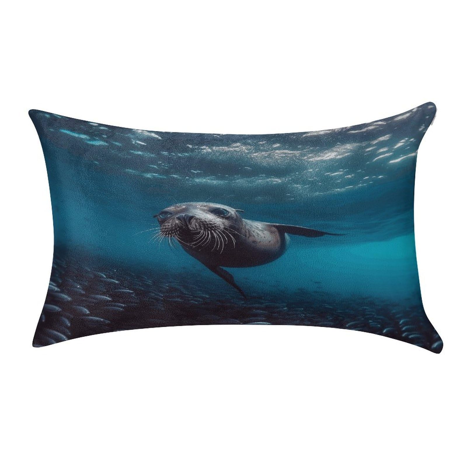 FekiLoot Underwater Sea Lion Pillow Cover Modern Lumbar Pillow Covers Easy Care Velvet Pillowcase Super Soft Cushion Case Rectangular Throw Pillow Cover for Couch Sofa Bedroom Car Decor