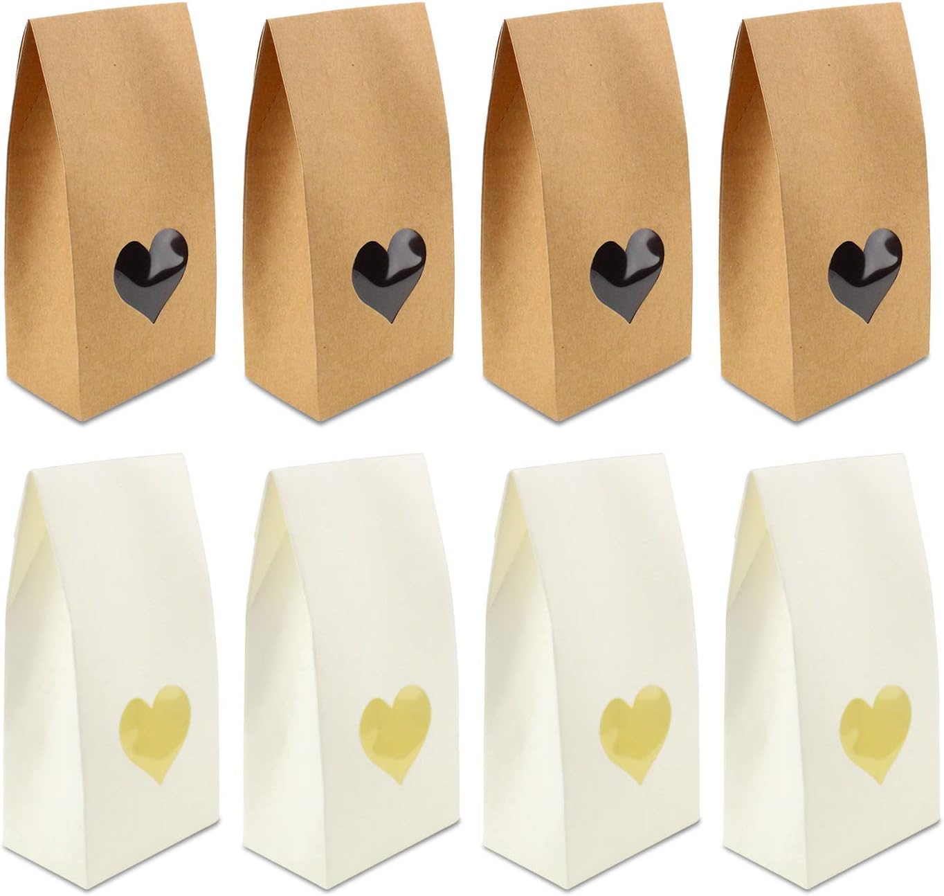 Graplan 24 PCS Kraft Paper Candy Bags Heart Gift Boxes Candy Sweet Goodie Paper Bags for Valentine's Day Christmas Party Decorations