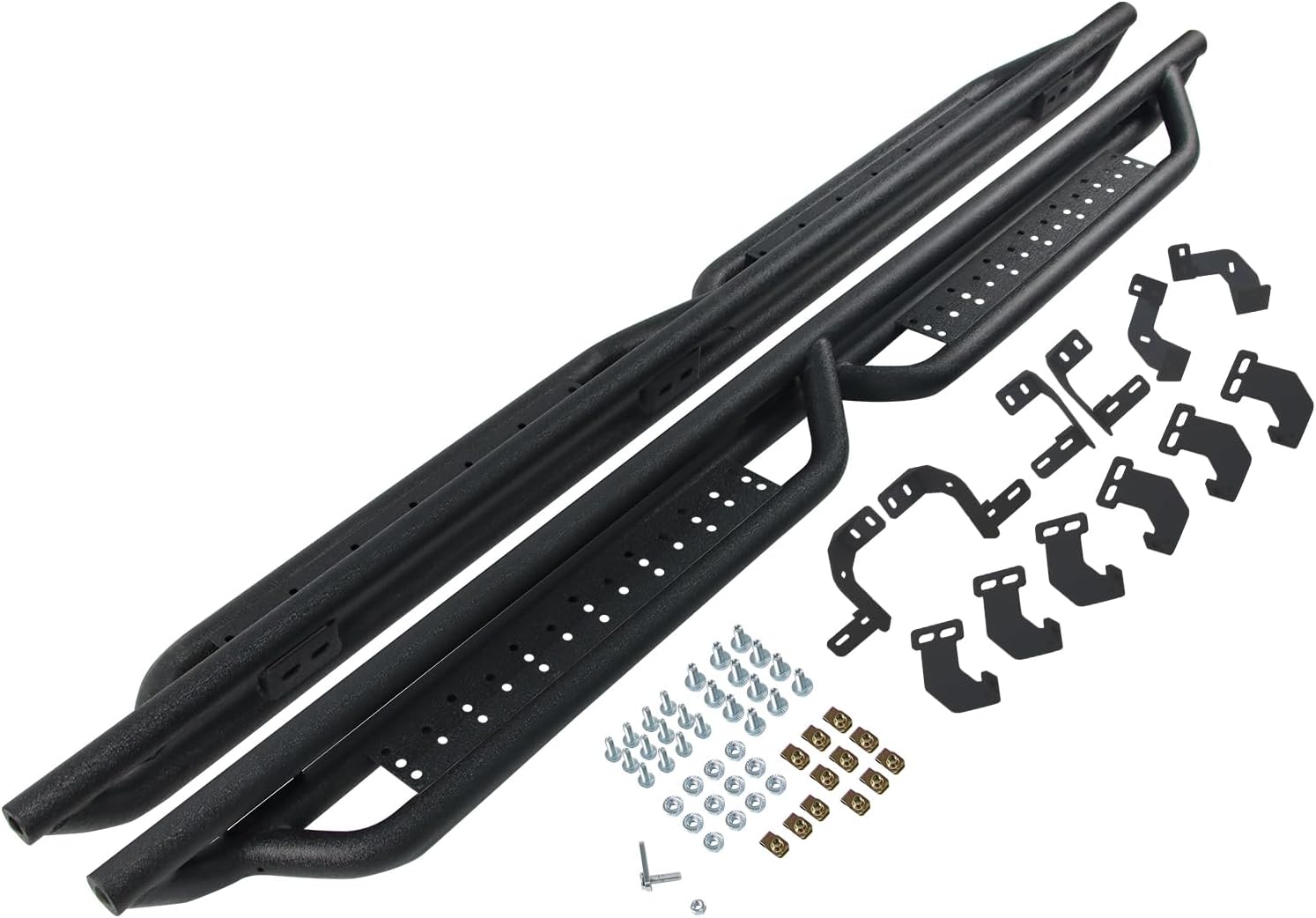 A Pair Running Boards & Side Steps Compatible with Ram 2500/3500 2010-2022, 1500 Classic 2019-2023, Aluminum Truck Steps, Rail Nerf Bars (Left + Right) Factory Style Accessories Replacement, No Slip