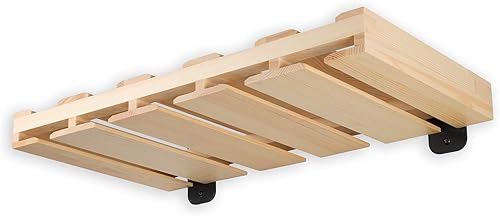 Miniatura 7 de Rustic State Palomino - Estante flotante de madera para botellas de licor de vino con soporte para cristalería, organizador de almacenamiento para