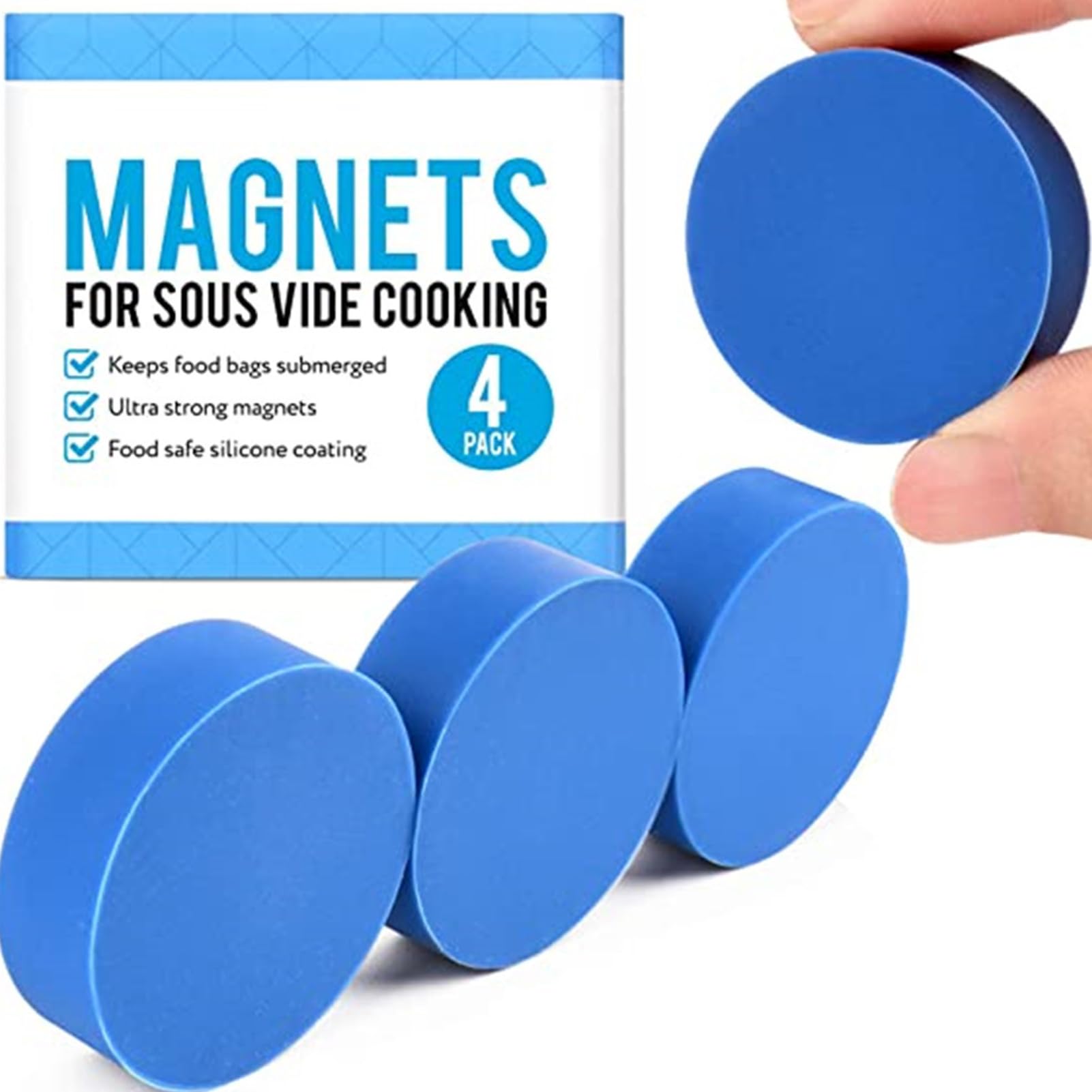 Sous Vide Magnesy obci??aj?ce – wielofunkcyjne magnesy bezpieczne dla ?ywno?ci, magnesy powlekane silikonem, zestaw 4 sztuk, anty-p?ywaj?ce magnesy wa?one, akcesoria do gotowania w niskiej